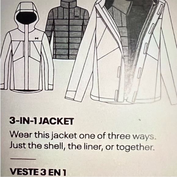 NWT Under Armour 3-in-1 Blue Teal Jacket YLG Girls Waterproof Liner Shell Combo - Picture 15 of 15